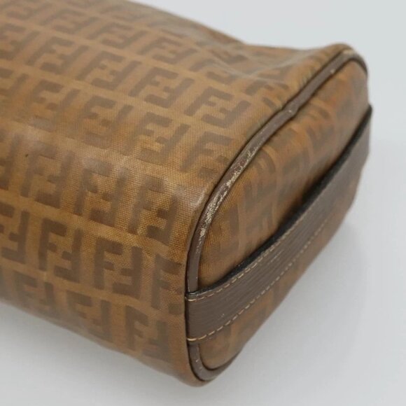 FENDI Zucchino Canvas Clutch Bag PVC Vintage Beige Auth am8012 - Picture 8 of 16